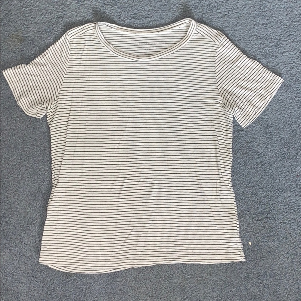 black and white stripped AEO shirt